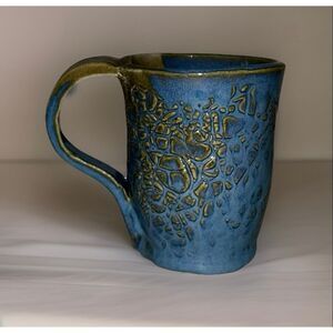 Handmade Studio Art Pottery Coffee Mug Cup Blue Brown